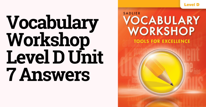 Level d vocabulary workshop unit 1