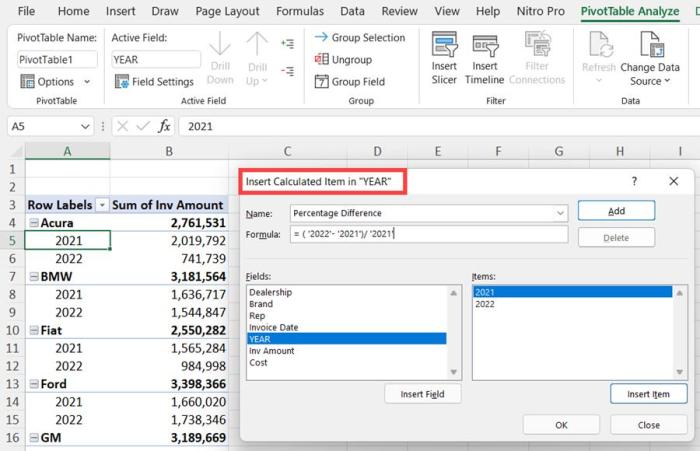 Excel limits you to one calculated field per pivottable