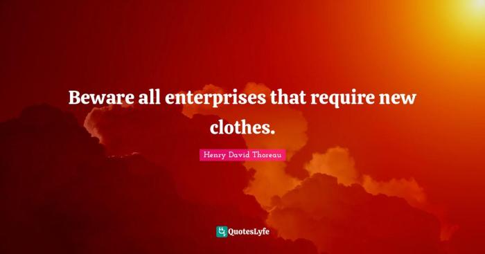 Beware of all enterprises that require new clothes