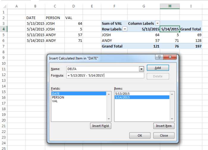 Pivot table field formula calculated change excel tables create