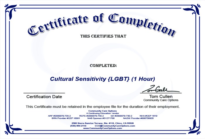 Certificate training template completion dementia center safety