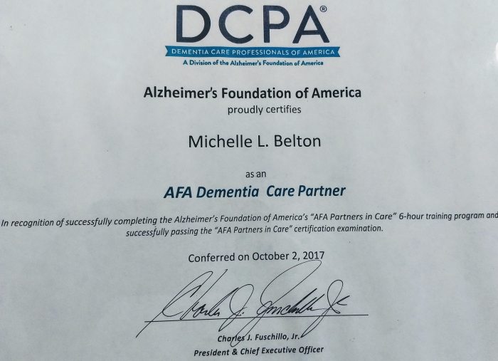 Dementia training certificate for shiftkey